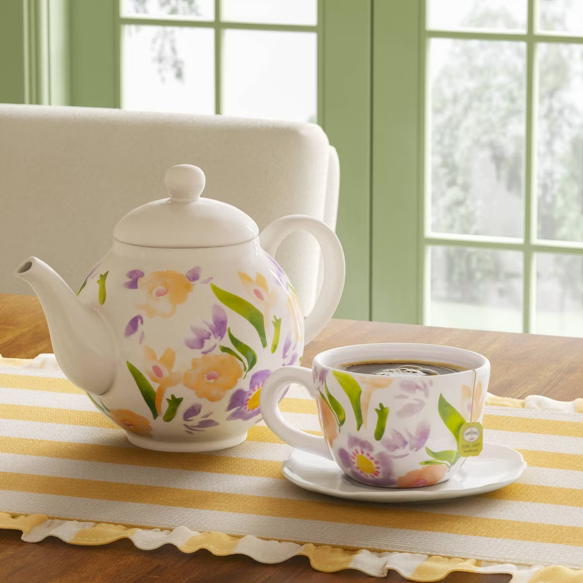 40 fl oz Stoneware Floral Tea Pot - Threshold™ | Target