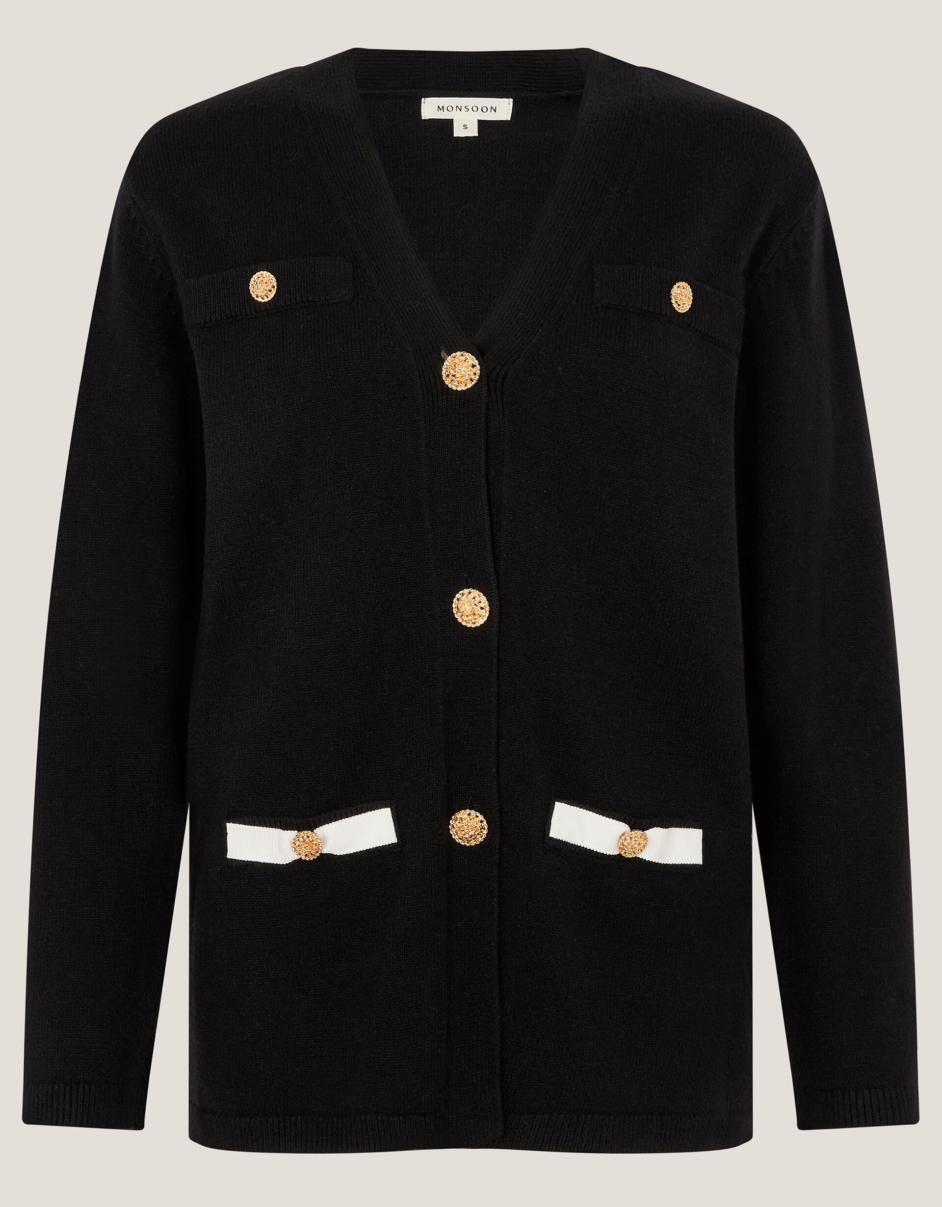 Leila Button Longline Cardigan Black | Monsoon (UK)