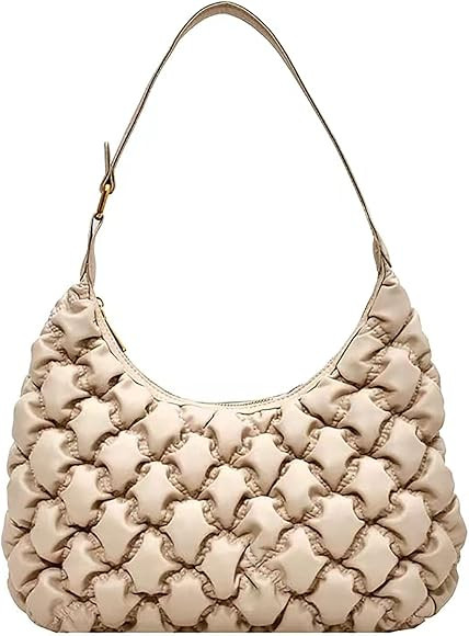 Soft Leather Tote Handbag for Women Chic Winter Hobo Clutch Purse for Girls Pleated 90s Shoulder ... | Amazon (US)