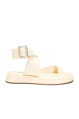 GIA BORGHINI x RHW Toe Ring Wrap Canvas Flat Sandal in Cream | FWRD 