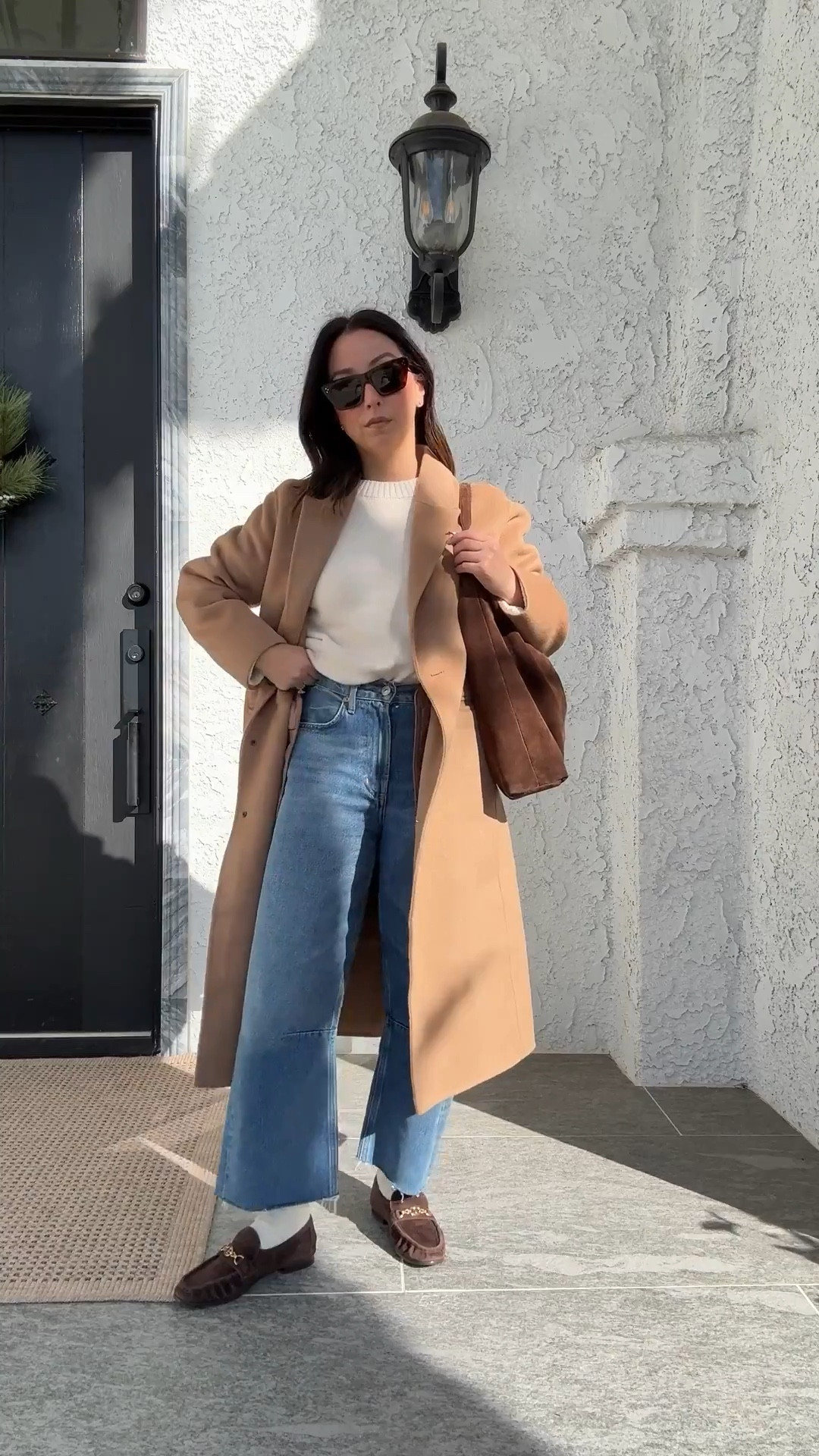 Easy mom outfit. This topcoat from J.Crew is stunning! Structured, great petite fit, but still double wool faced so it moves and isn’t stiff. 

J.crew topcoat petite 2
Everlane sweater xs
Citizens of Humanity Miro jeans 24, run big. Cut hems. 
J.crew socks
Sam Edelman loafers 5 (old)
Liffner Pillow Hobo bag
Celine sunglasses 
Dorsey James necklace 15"

Petite style, winter style, winter outfits 

#LTKPetite #LTKootd #LTKSeasonal