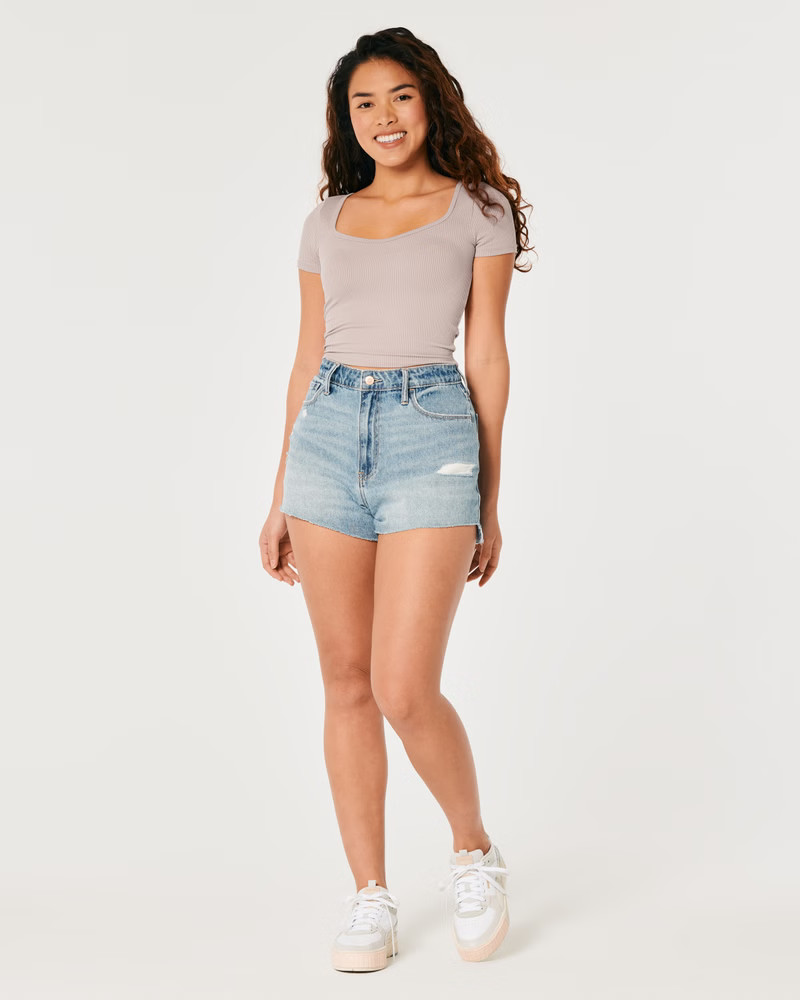 Seamless Ribbed Fabric Sweetheart Baby Tee | Hollister (US)