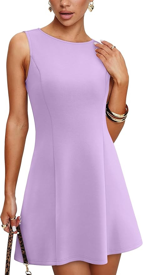 WIHOLL Women's Summer A-Line Sleeveless Boat Neck Mini Dress Club Party Little Short Dresses | Amazon (US)