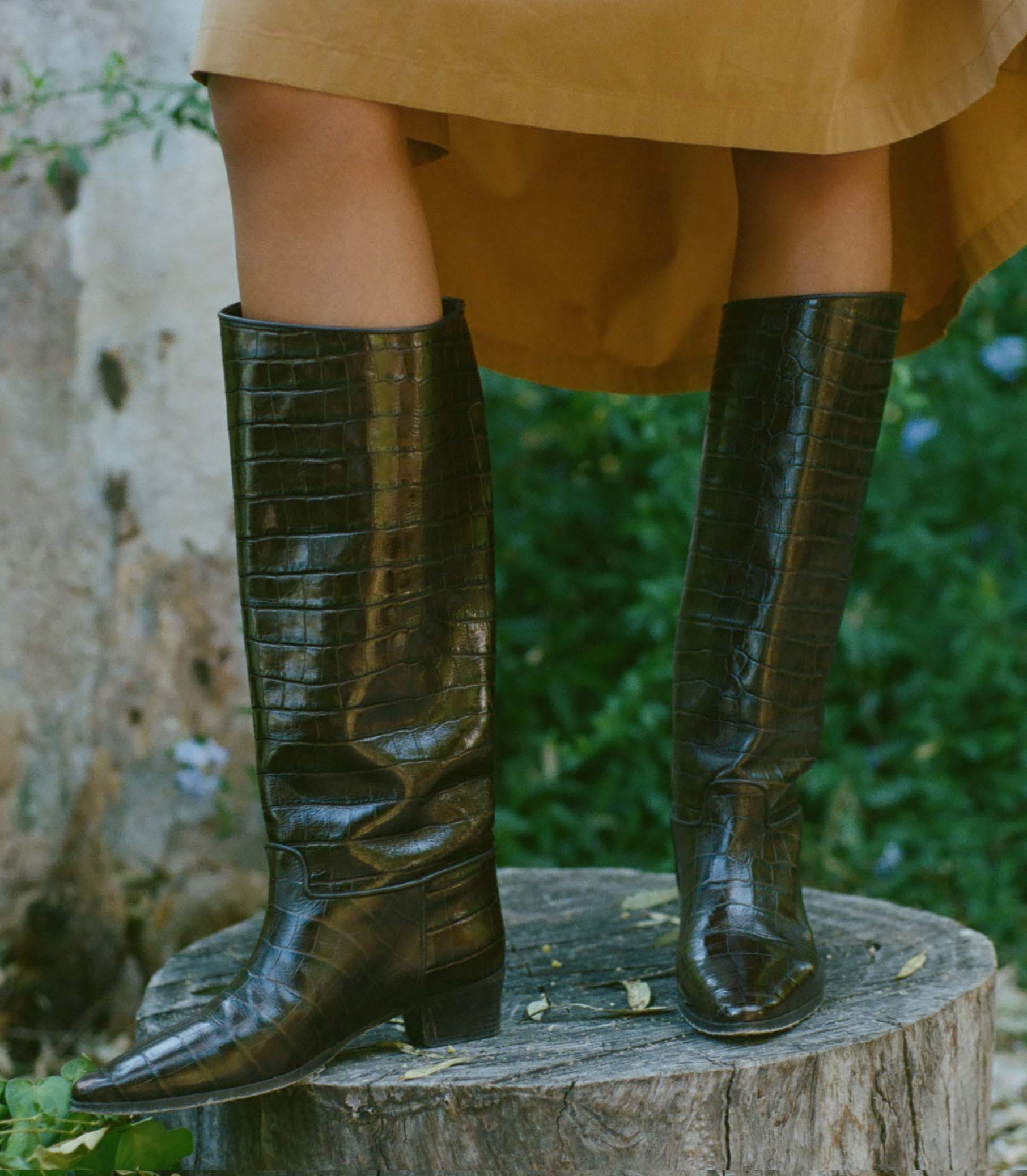 Riviera Boot - Brown Faux Croc | DÔEN | DOEN