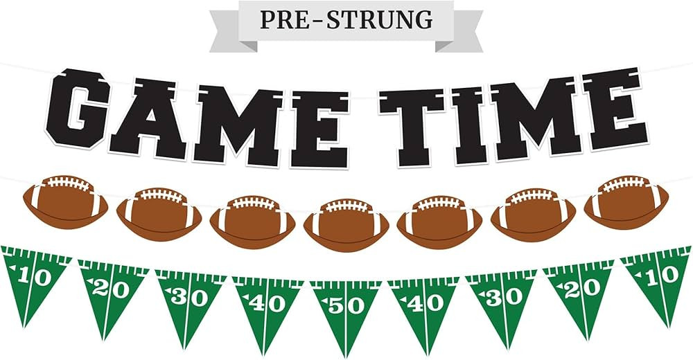 Pre-Strung Game Time Football Banner - NO DIY - Football Party Banner - Pre-Strung Garland on 6 f... | Amazon (US)