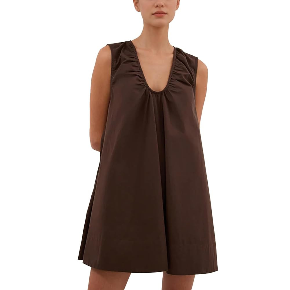 Womens Summer Sleeveless Mini Dress Babydoll Cotton Short Tank Dress Scoop Neck Beach Bubble Dres... | Amazon (US)