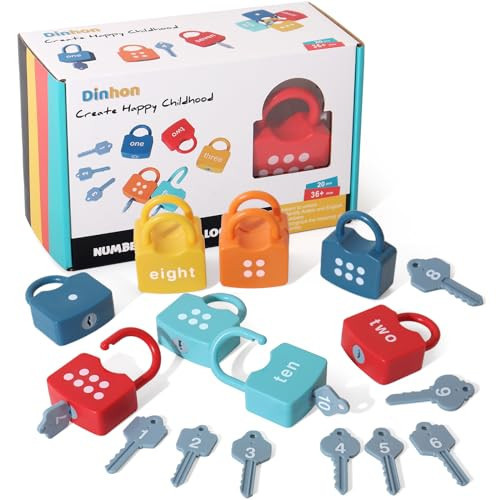 Dinhon Kids Learning Locks with Keys Numbers Matching & Counting Montessori Educational Toys for Ages 3 yrs+ Boys and Girls Preschool Games Gifts | Amazon (US)