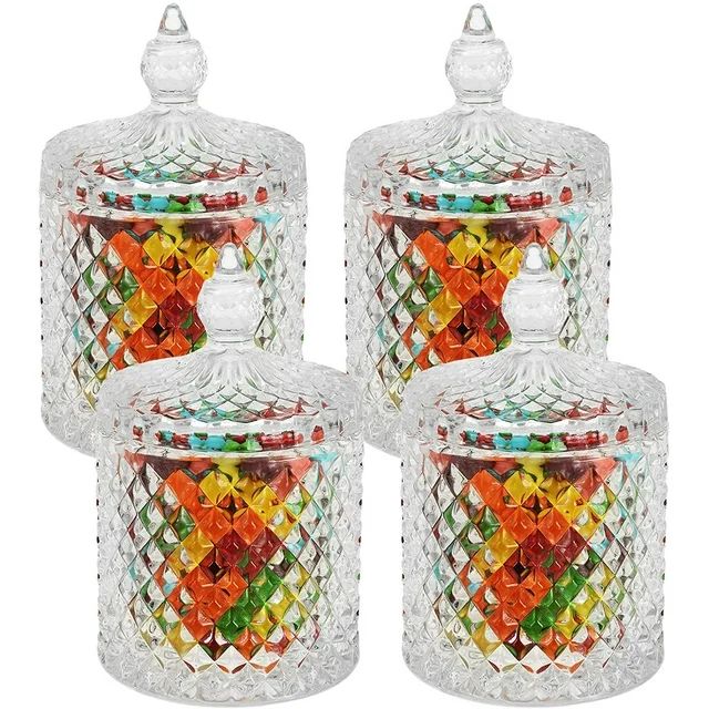 SHENSHA 4 Pack Crystal Diamond Faceted Jar with Crystal Lid, Glass Food Storage Organization Set ... | Walmart (US)