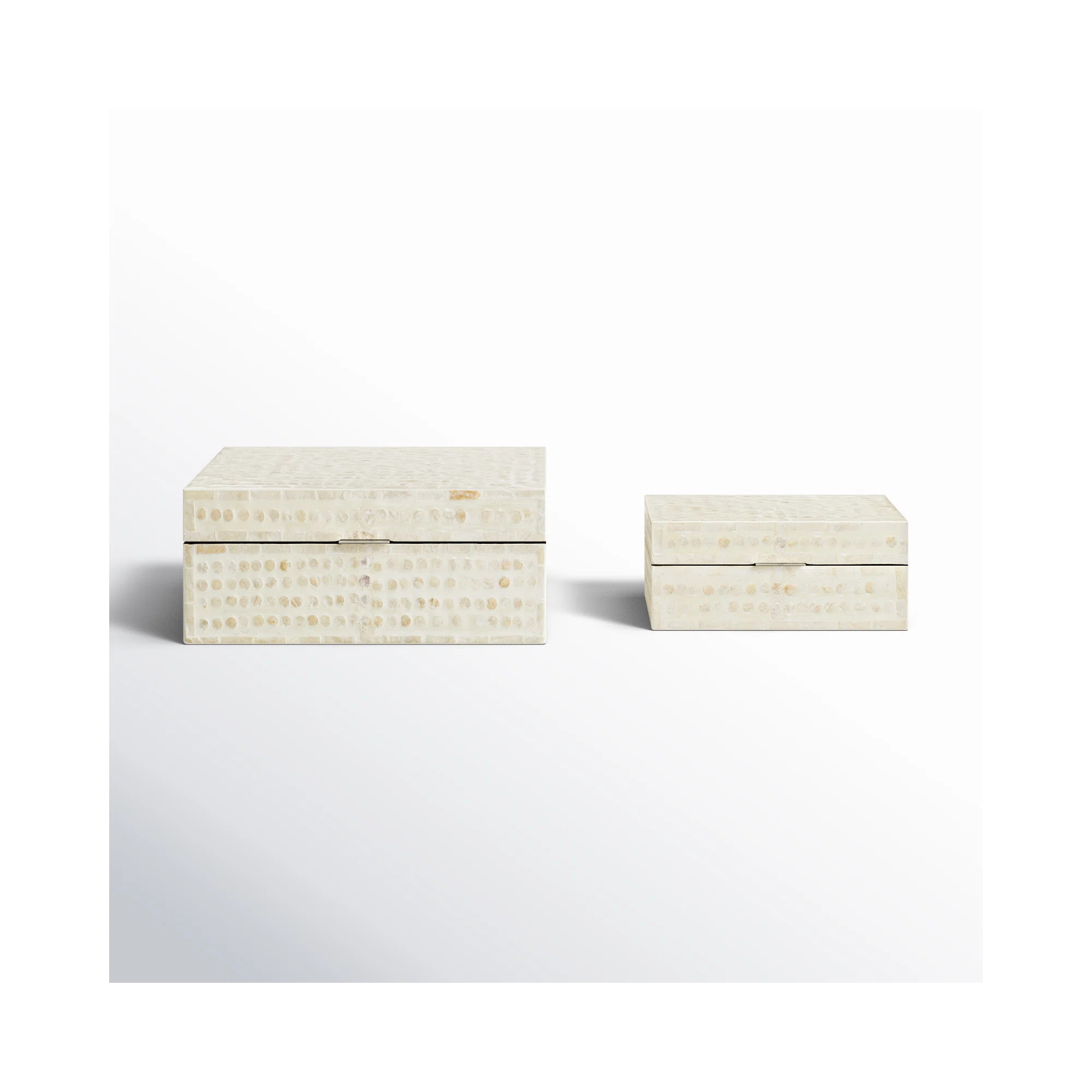 Birch Lane™ Armadi Mother of Pearl Shell Handmade Mosaic Dot Storage Geometric Decorative Cream... | Birch Lane