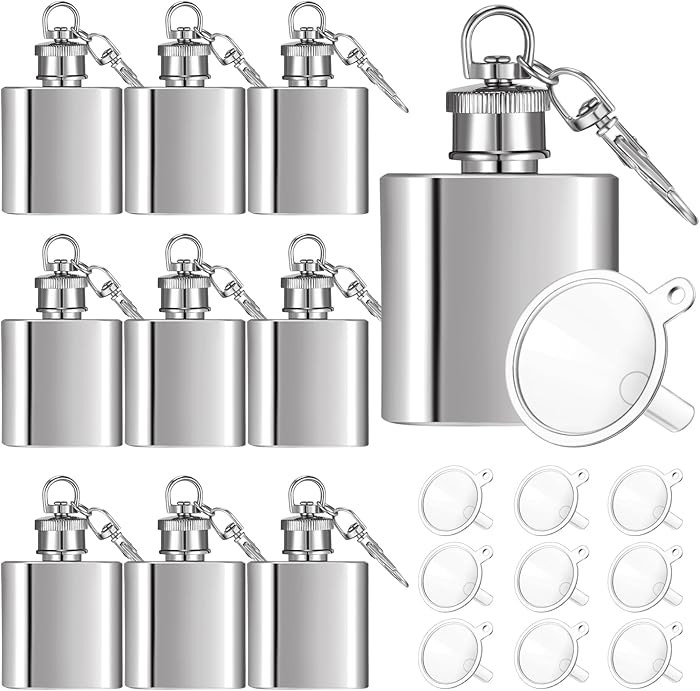 Bokon 10 Pcs Mini Keychain Flask Bulk 1oz Stainless Steel Hip Jar Pocket Hidden Flask for Liquor ... | Amazon (US)