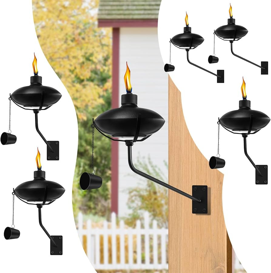 6 Pack Wall Mounted Citronella Torches, 18 oz Garden Torches for Outside, Refillable Flame Light ... | Amazon (US)