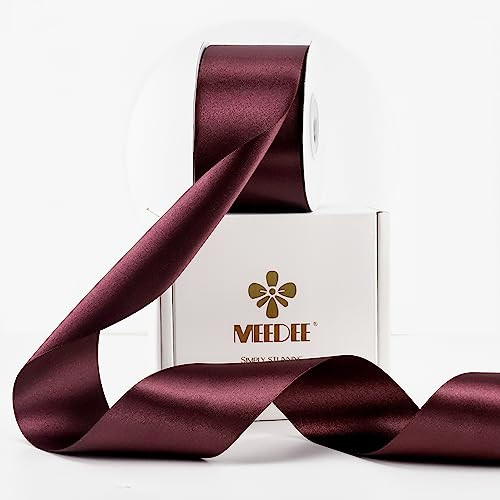 MEEDEE Burgundy Satin Ribbon 2 inch Wide Burgundy Ribbon Double Faced Satin Ribbon Burgundy Christmas Ribbon by 25 Yards Burgundy Ribbon for Christmas Tree, Crafts, Satin Weddings, Flower Bouquet | Amazon (US)