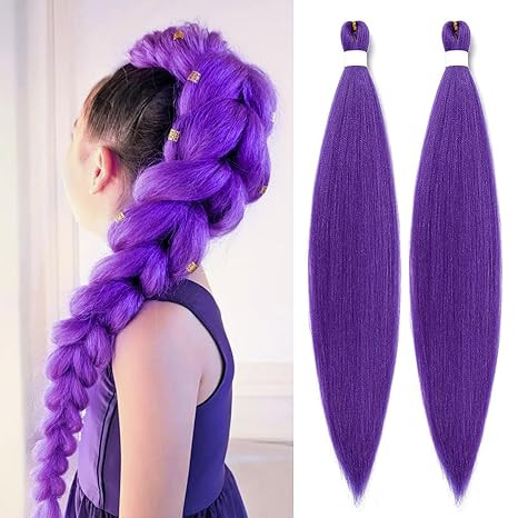 Long Purple Braiding Hair Pre Stretched -Purple Hair Extensions for Braids Synthetic Braiding Hai... | Amazon (US)