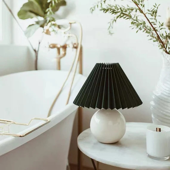 Pleated shade Desk Lamp Shiny finish Pleated Table Lamp | Etsy | Etsy (US)