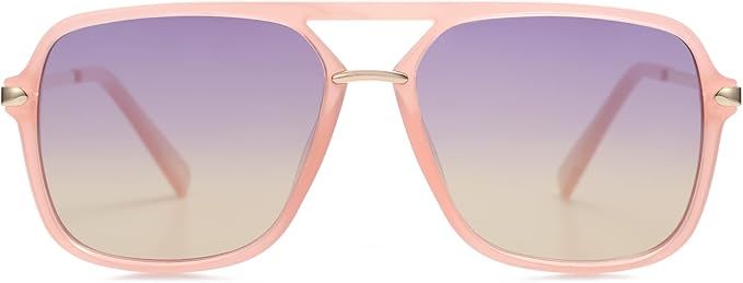 SOJOS Sunglasses for Women & Men, Square, Retro, Polarized Lens, Trendy Aviator, 90s Shades | Amazon (US)