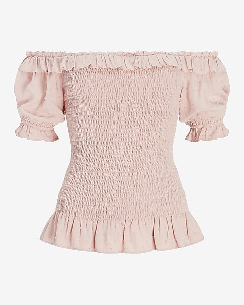Smocked Off The Shoulder Ruffle Top | Express