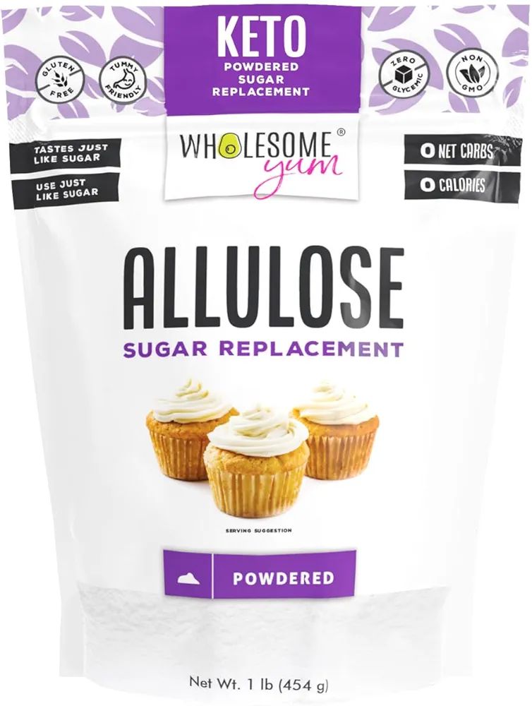 Wholesome Yum Powdered Allulose Sweetener - Natural Powdered Sugar Substitute - Keto, Non GMO, Ze... | Amazon (US)