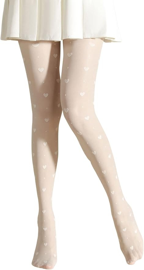 Milumia Women's Heart Printed Tights Semi Sheer High Waist Stockings Pantyhose | Amazon (US)