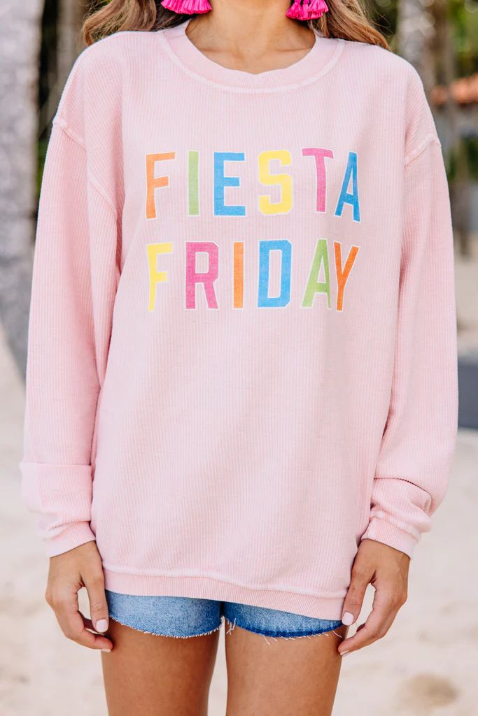 Fiesta Friday Blush Pink Corded Graphic Sweatshirt | The Mint Julep Boutique