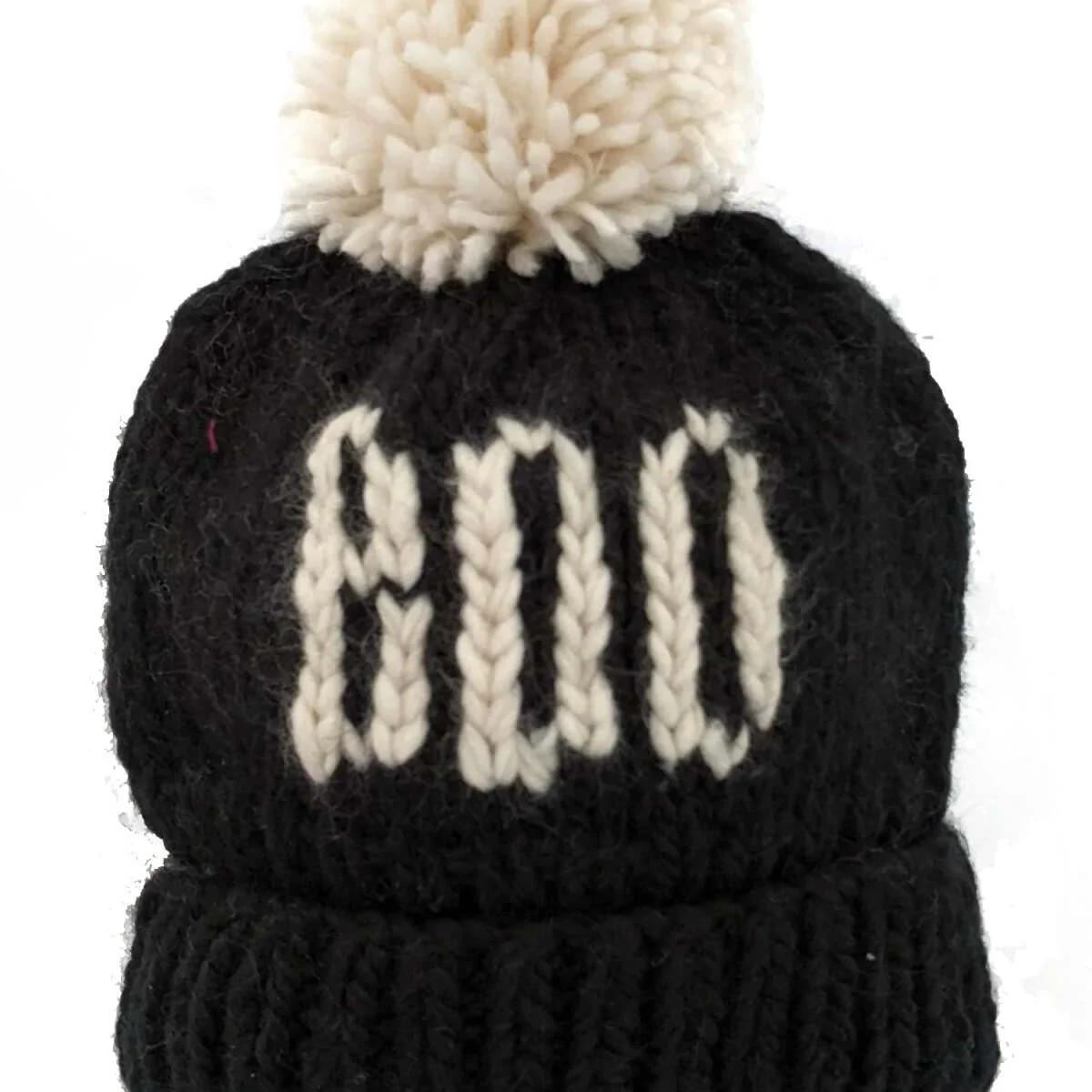 Boo Knit Pom Hat, Black | SpearmintLOVE