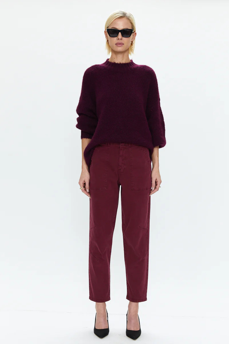 Pamela High Rise Straight Trouser - Bordeaux | Pistola Denim
