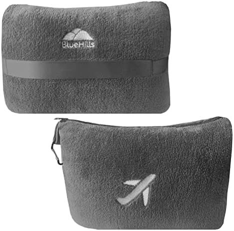 BlueHills Travel Blanket Pillow in Mini Soft Case Premium Plush Airplane Blanket Soft Bag Compact... | Amazon (US)