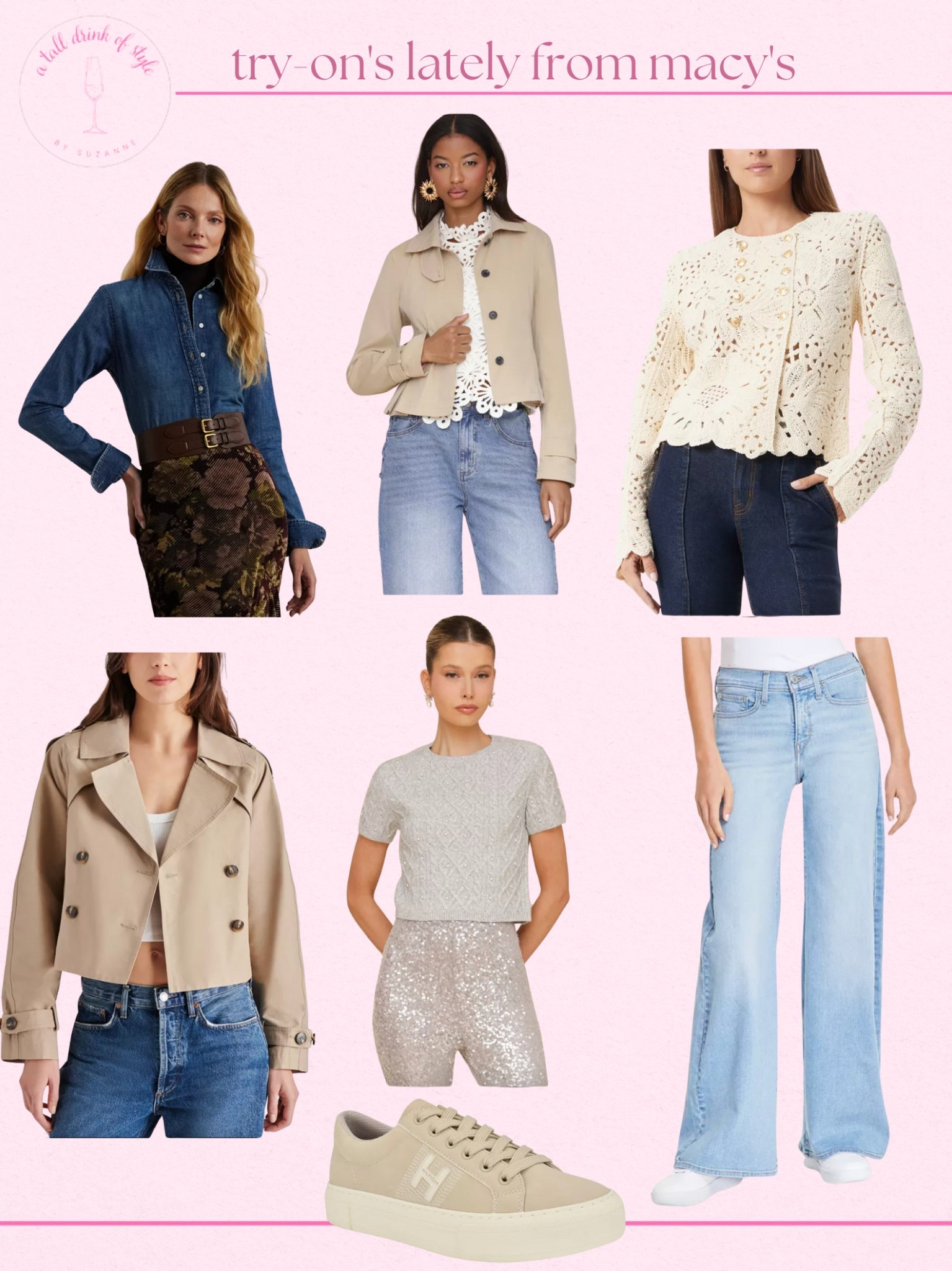 Try-on’s lately from Macy’s, spring denim, spring trench, basic tee, spring jacket, eyelet lace, denim shirt, basic sneakers, everyday sneakers, classic style, everyday style, timeless style, style over 50, Macy’s sale, Macy’s spring 

#LTKStyleTip #LTKSaleAlert #LTKSeasonal