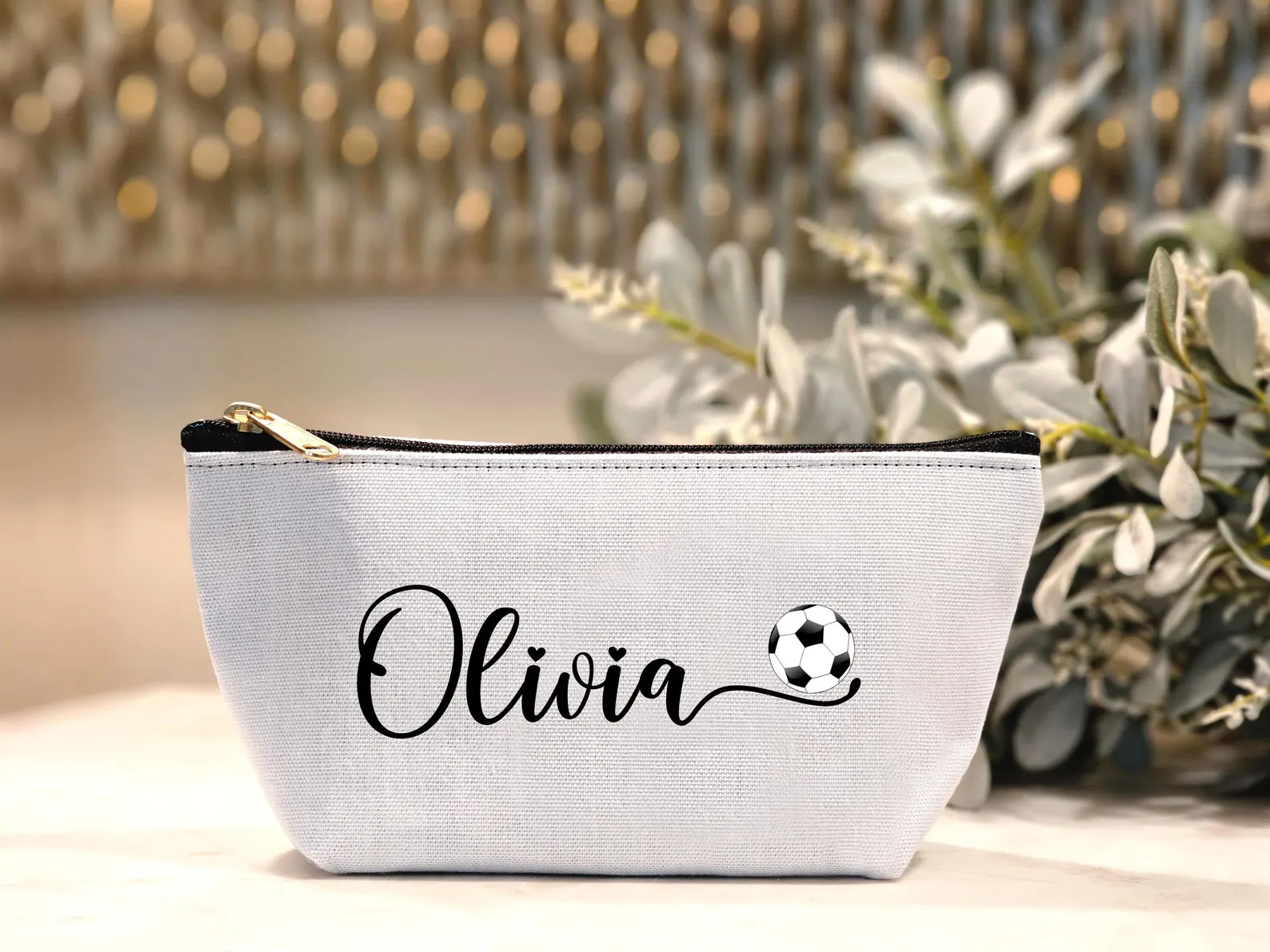 Personalized Soccer Cosmetic Pouch, Custom Name Soccer Player Makeup Bag, Soccer Team Toiletry Ba... | Etsy (Global)