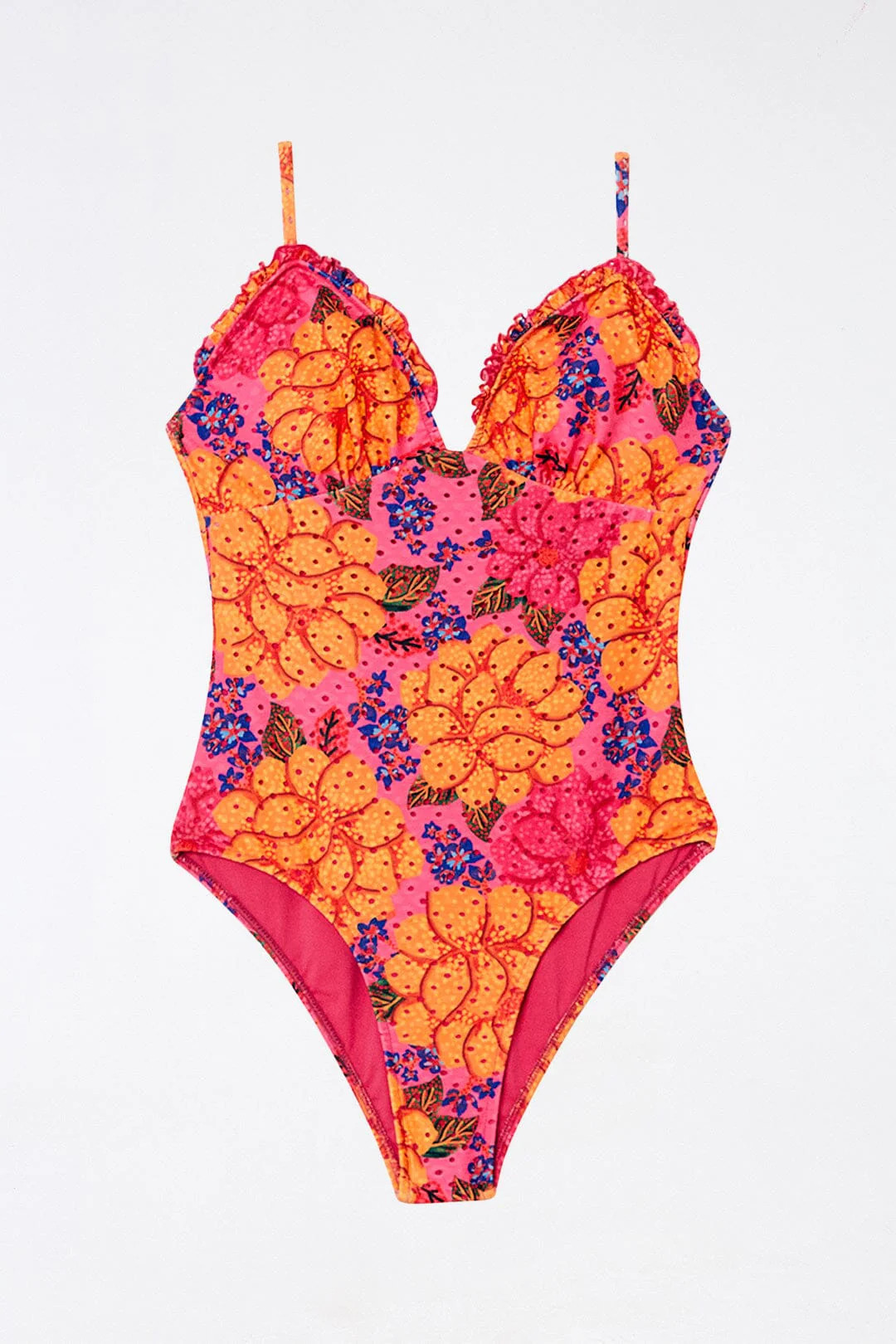 Pink Flowers Garden One Piece Swimsuit | FarmRio (US)
