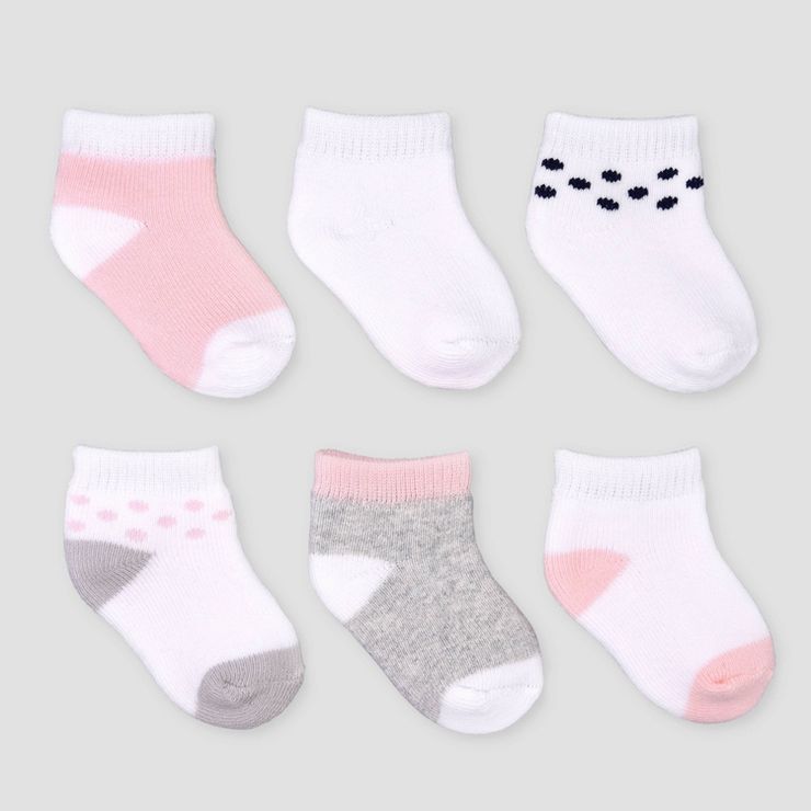 Carter's Just One You® Baby Girls' 6pk Basic Ankle Terry Socks - Pink/Gray 0-3M | Target