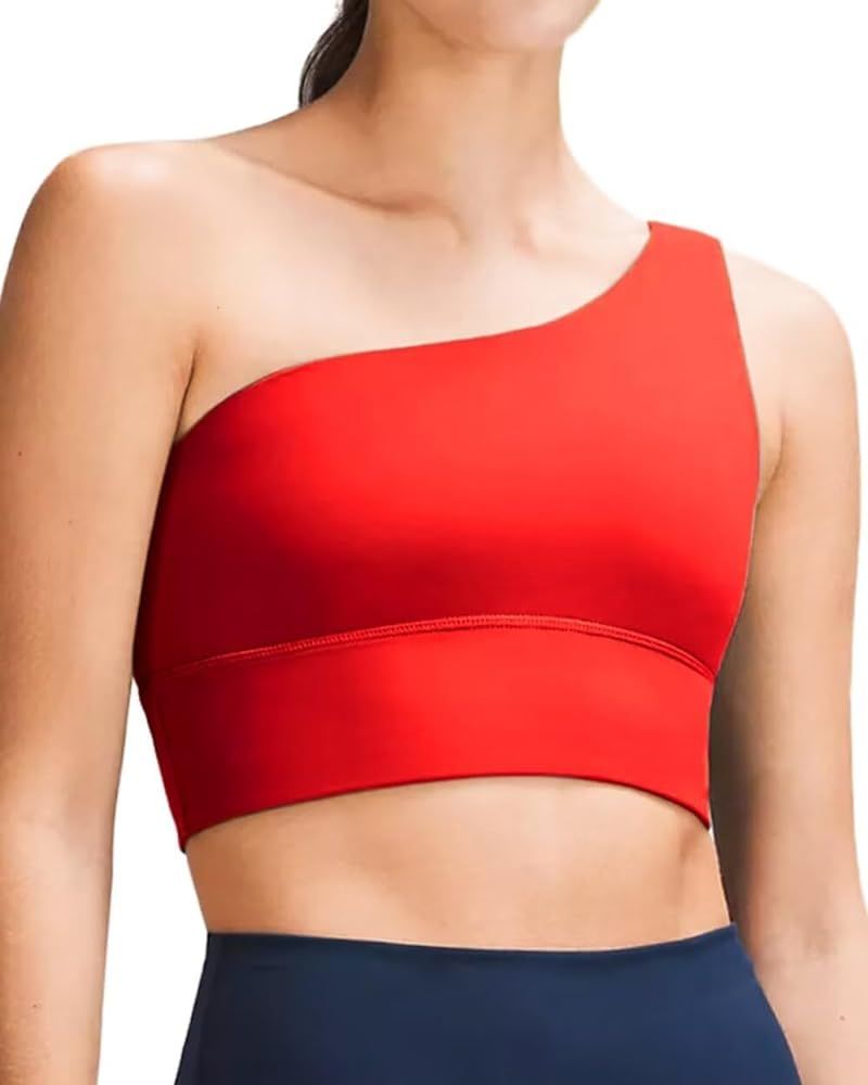 QUEENIEKE Womens One Shoulder Sports Bra Workout Strap Yoga Bras Cute Medium Support Tops | Amazon (US)