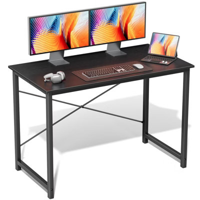 FONTOI Sturdy Office Desk with X-Brace Design Metal Frame Work Table for Bedroom Home Study Writing and Gaming, Black, 42.91"*22.44"*2.28" | Target