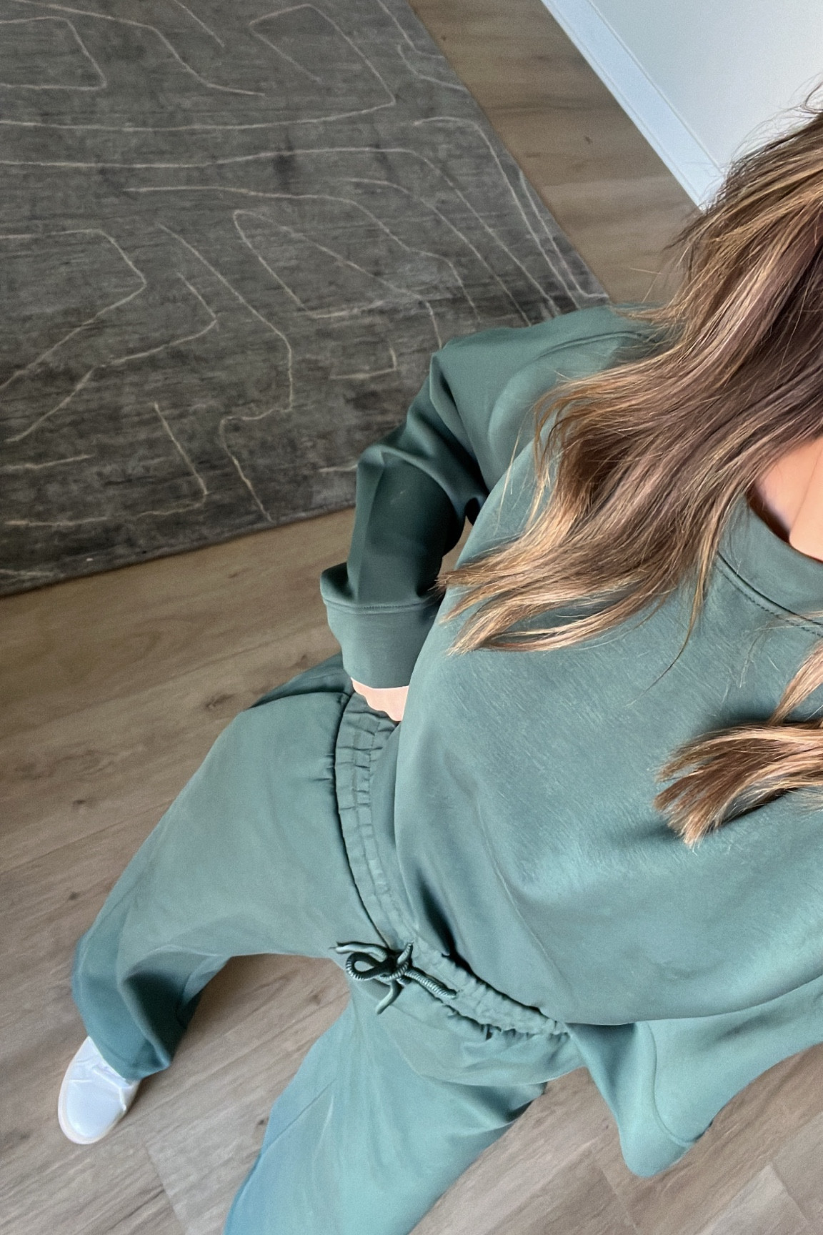 Target airy sleek sweatsuit  — INSANEEEEE! Multiple colors — I’m wearing the medium in both the sweatpants and crewneck sweatshirt 🍂