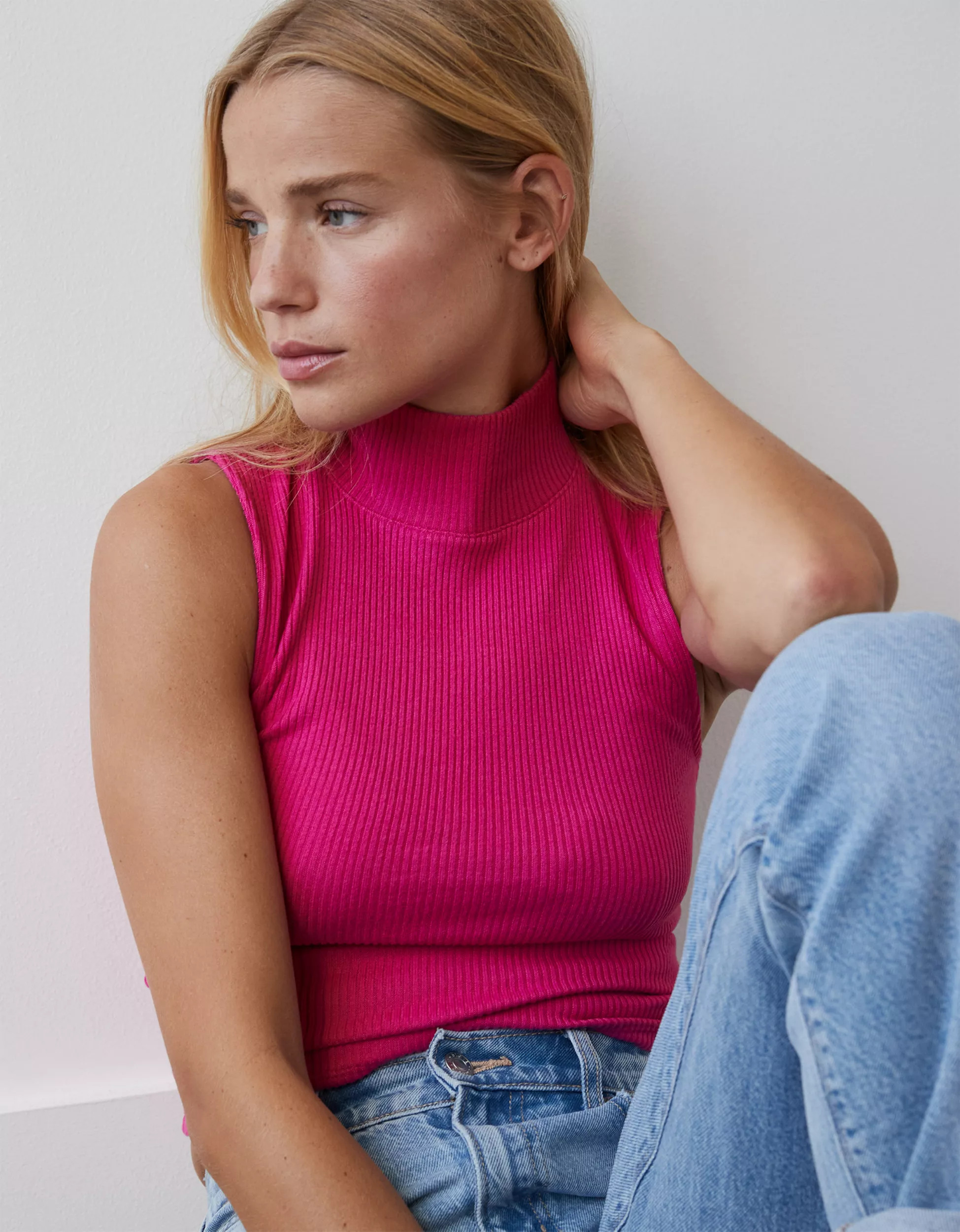 AE Cropped Mock Neck Tank | American Eagle Outfitters (US & CA)