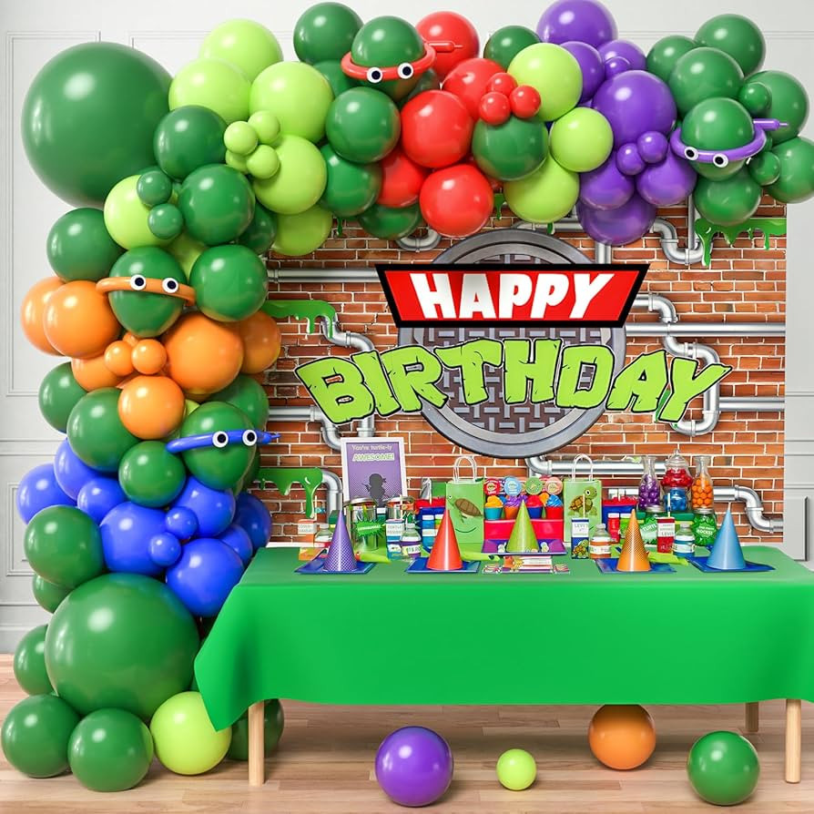 153Pcs Turtle Birthday Party Decorations Supplies Kids Teen, Green Turtle Balloon Arch with Backd... | Amazon (US)