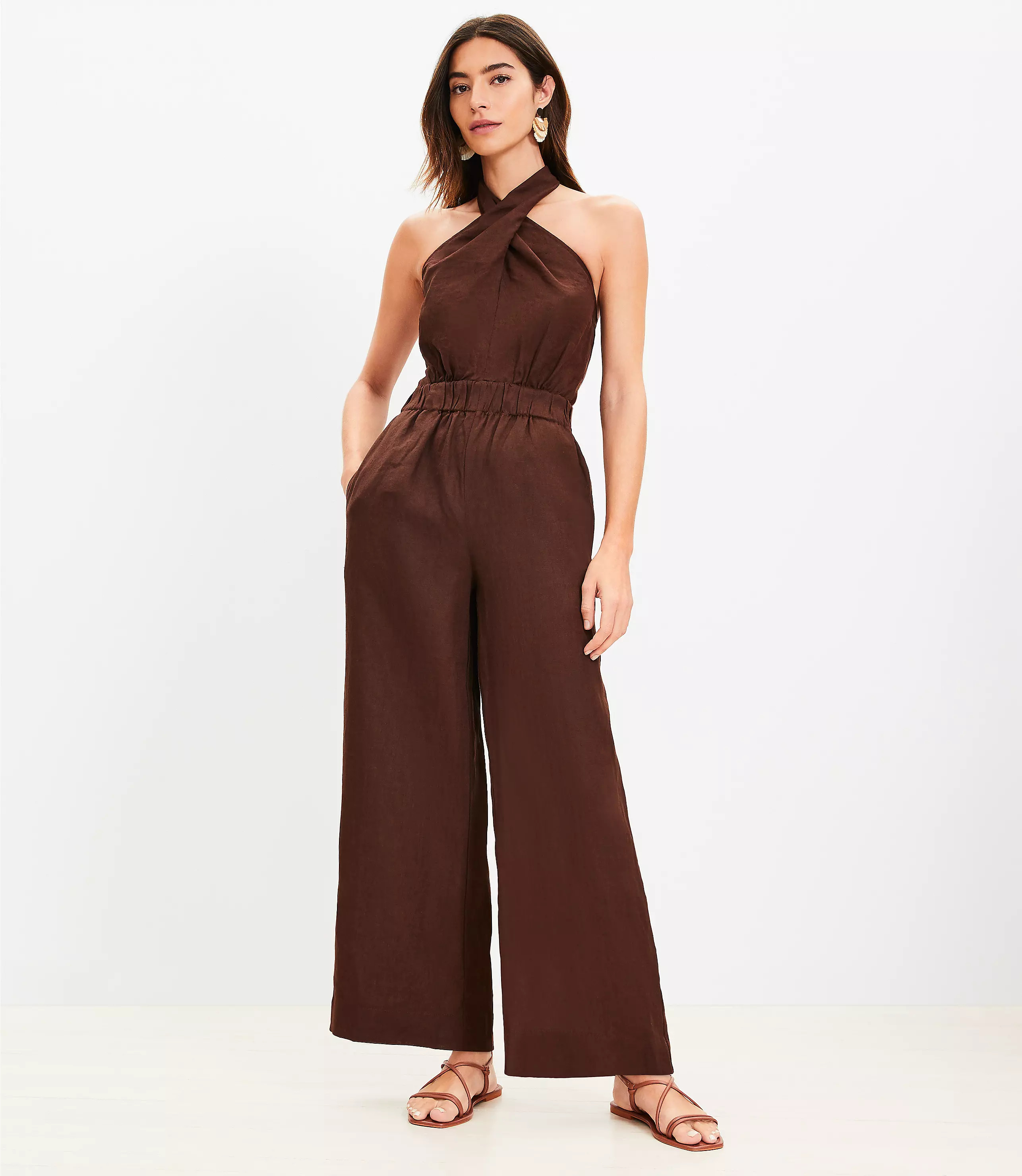 LOFT Beach Linen Halter Jumpsuit | LOFT