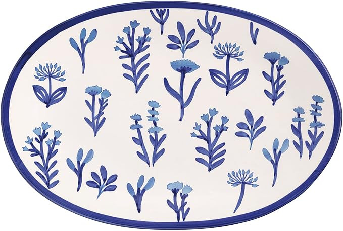 Mud Pie Stoneware Blue Floral Platter | Amazon (US)