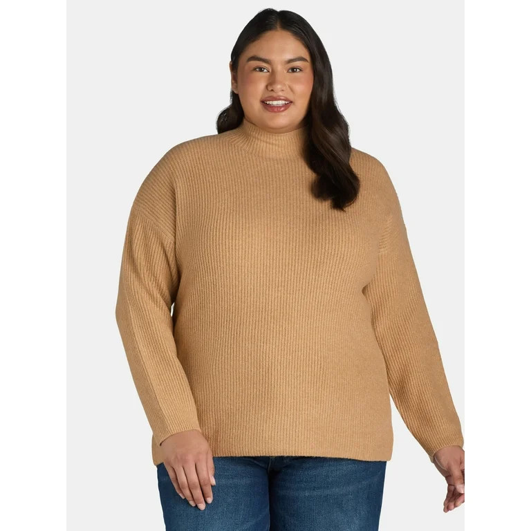 Terra & Sky Women's Plus Size Funnel Neck Sweater, Midweight, Sizes 0X-5X | Walmart (US)