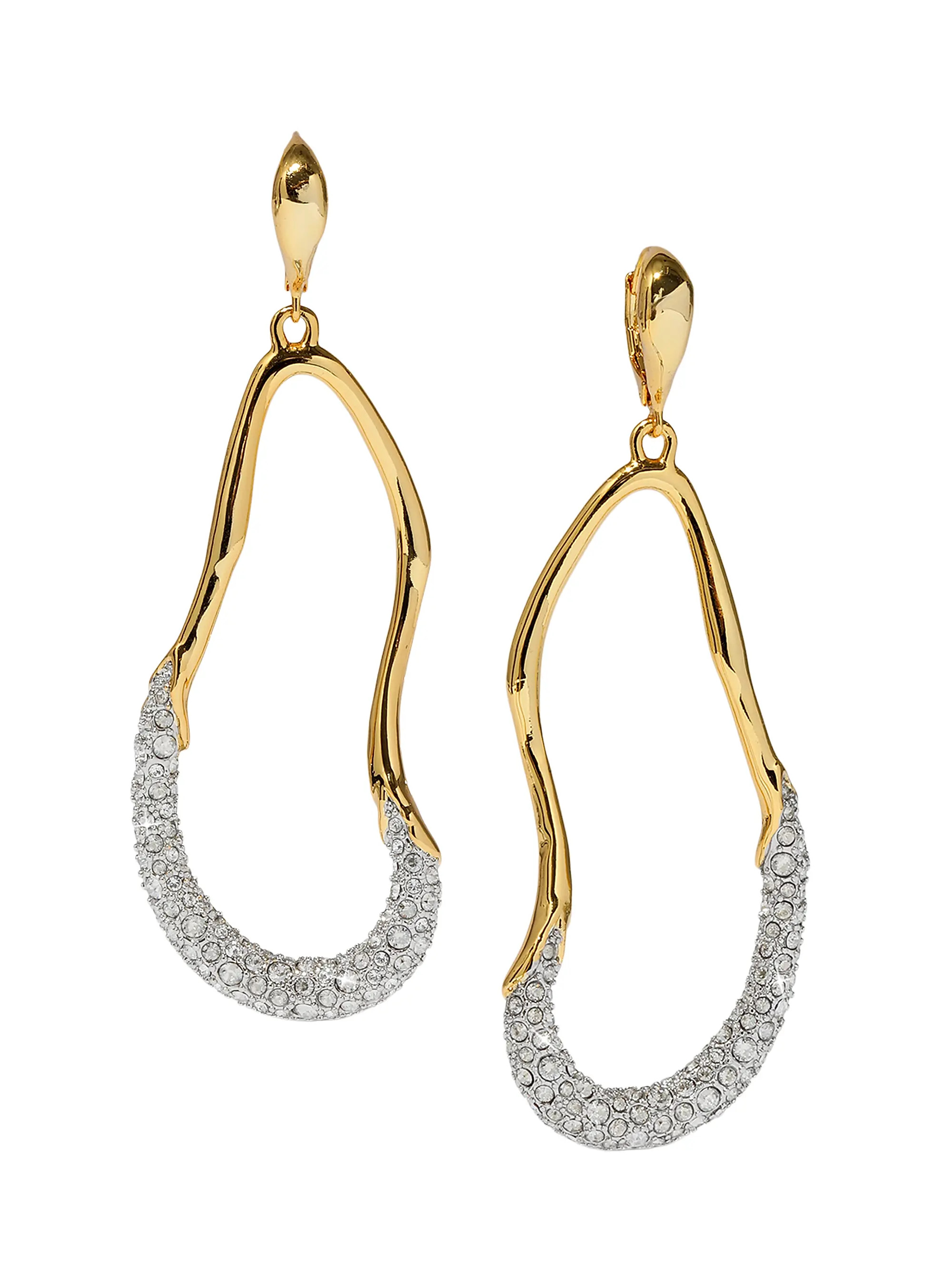 Solanales 14K-Gold-Plated, Rhodium-Plated & Crystal Hoop Drop Earrings | Saks Fifth Avenue