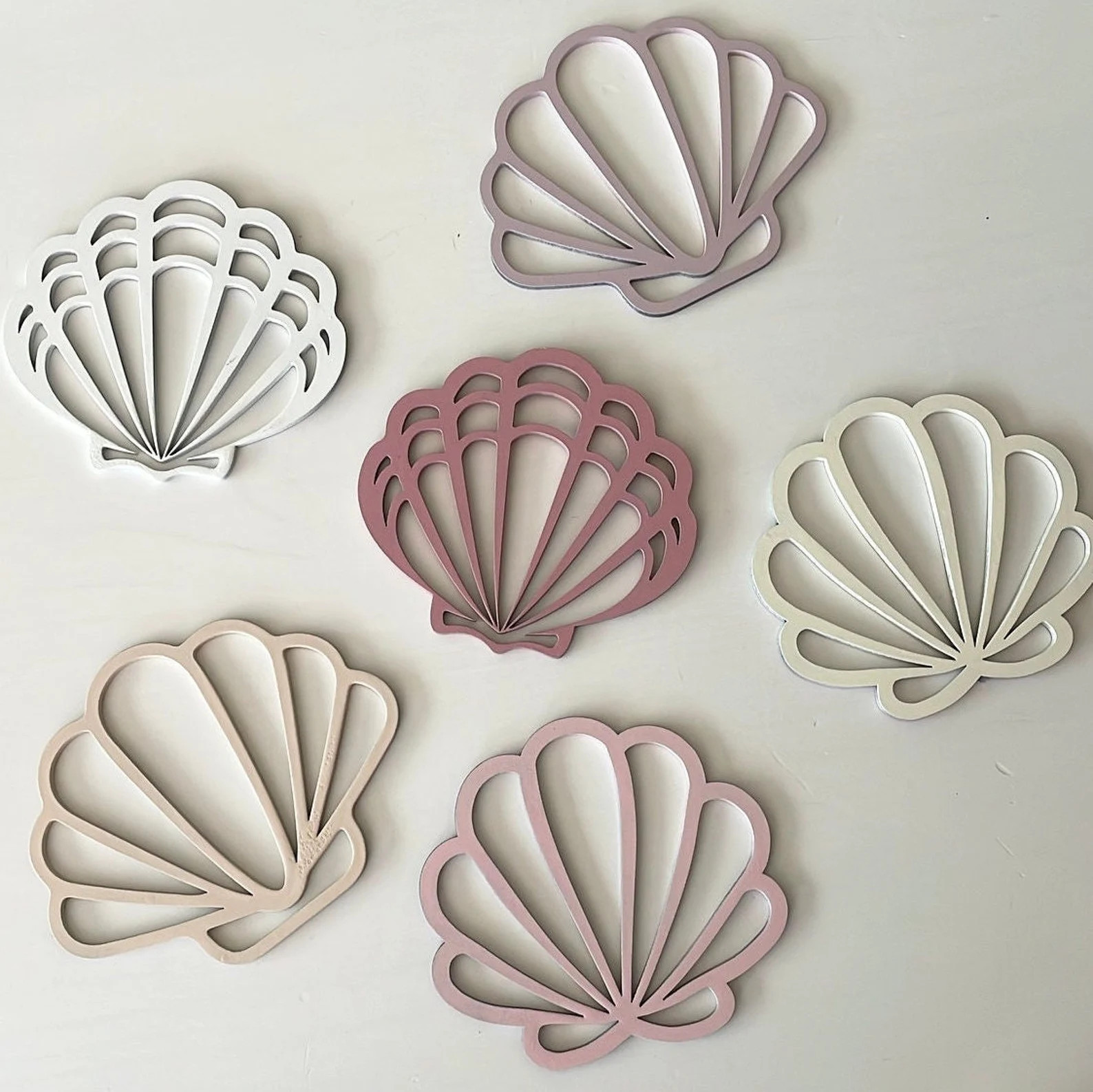 Laser Cut Wooden Seashell Wall Decor: Mermaid Nursery Shells, Set of 6 - Etsy UK | Etsy (Global)
