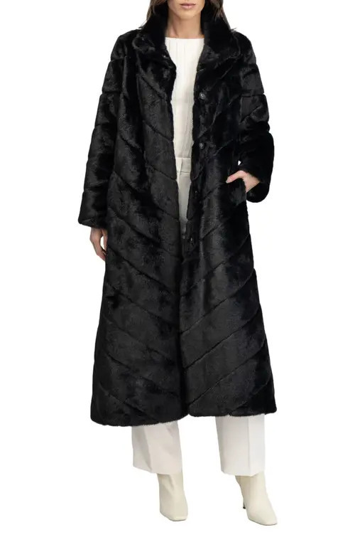 Lyla Grant Fur-Free Mink (Faux Fur) Coat in Black at Nordstrom, Size Large | Nordstrom