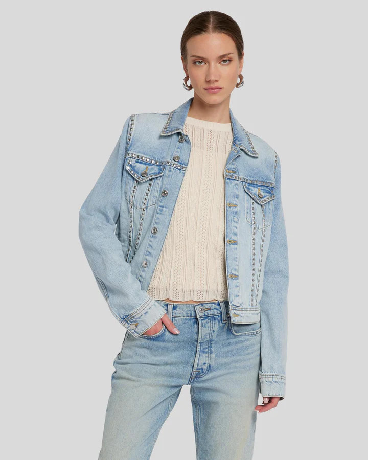 Studded Trucker Jacket in Pricila | 7 For All Mankind
