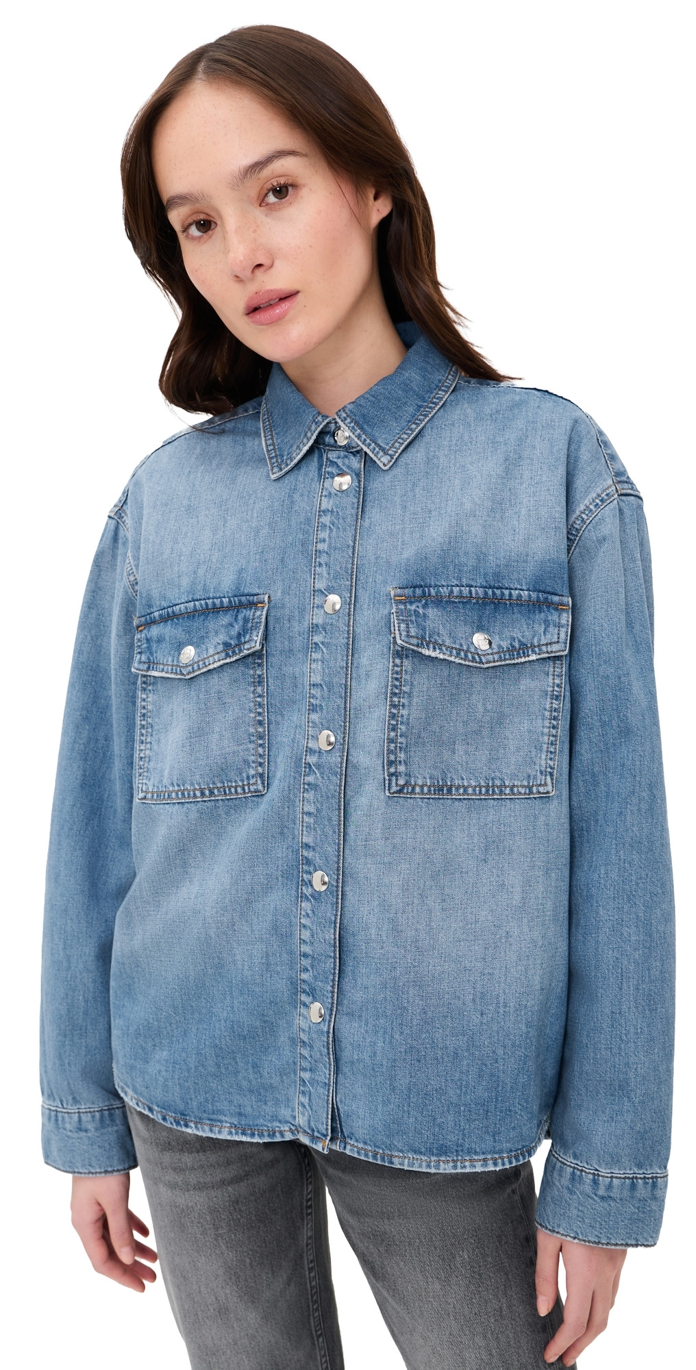 ANINE BING Paxton Shirt Tidal Blue M | Shopbop