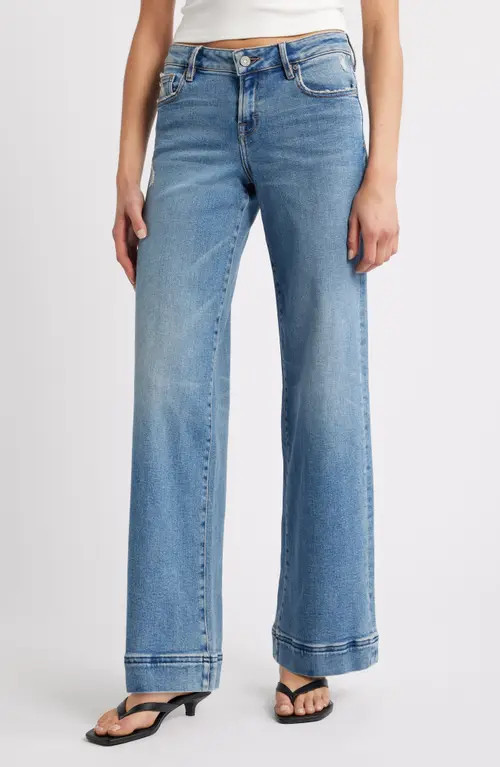 HIDDEN JEANS Low Rise Wide Leg Jeans in Med Wash at Nordstrom, Size 27 | Nordstrom