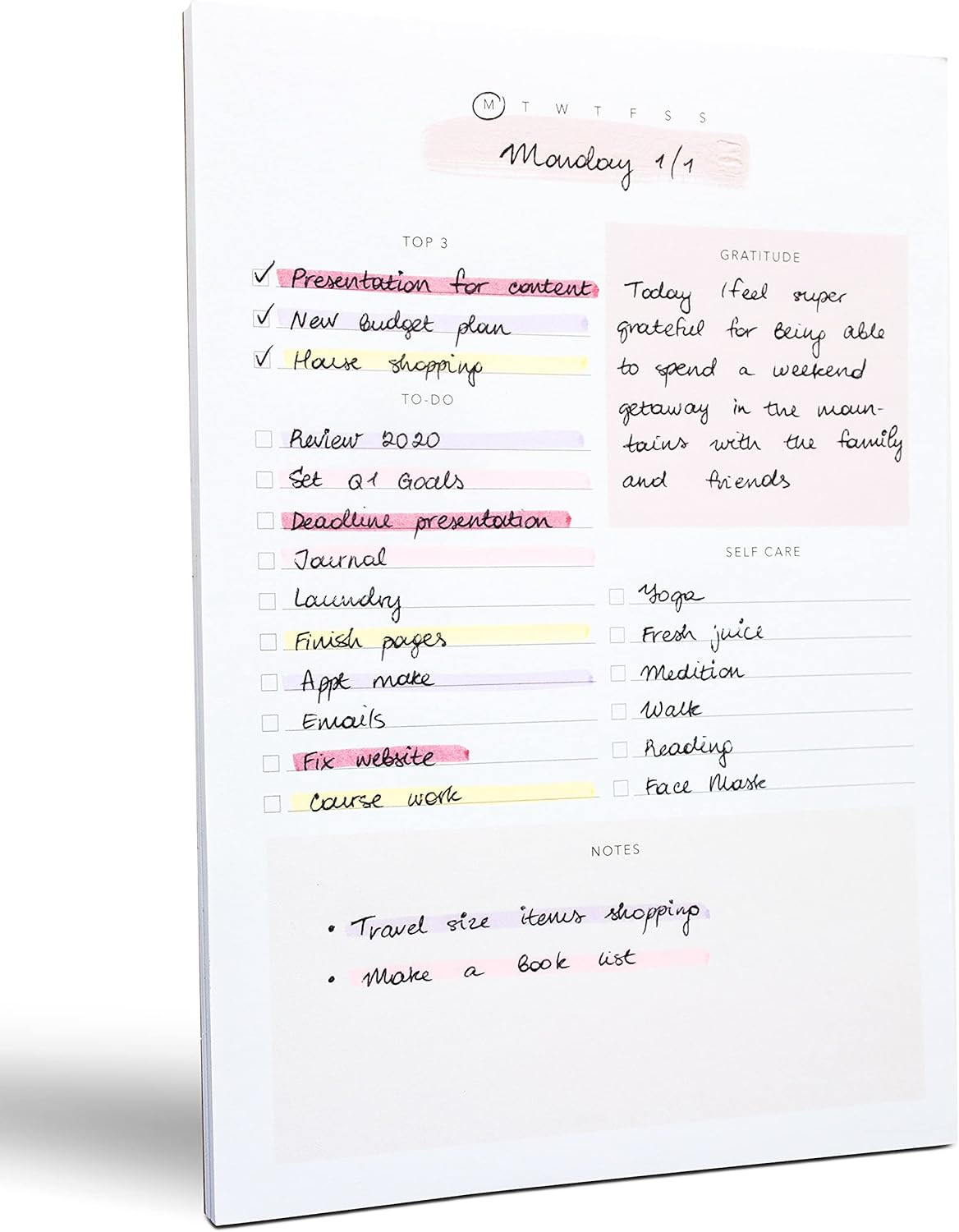 Daily Planner To Do List Notepad – Daily Goal Planner, Self Care Journal & Productivity Planner... | Amazon (US)