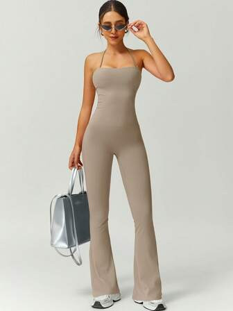 -5%NcmRyu 1pc Women's Outdoor Sports, Dance, Fitness, Yoga Jumpsuit With Tummy Control, Spring/Summer | SHEIN