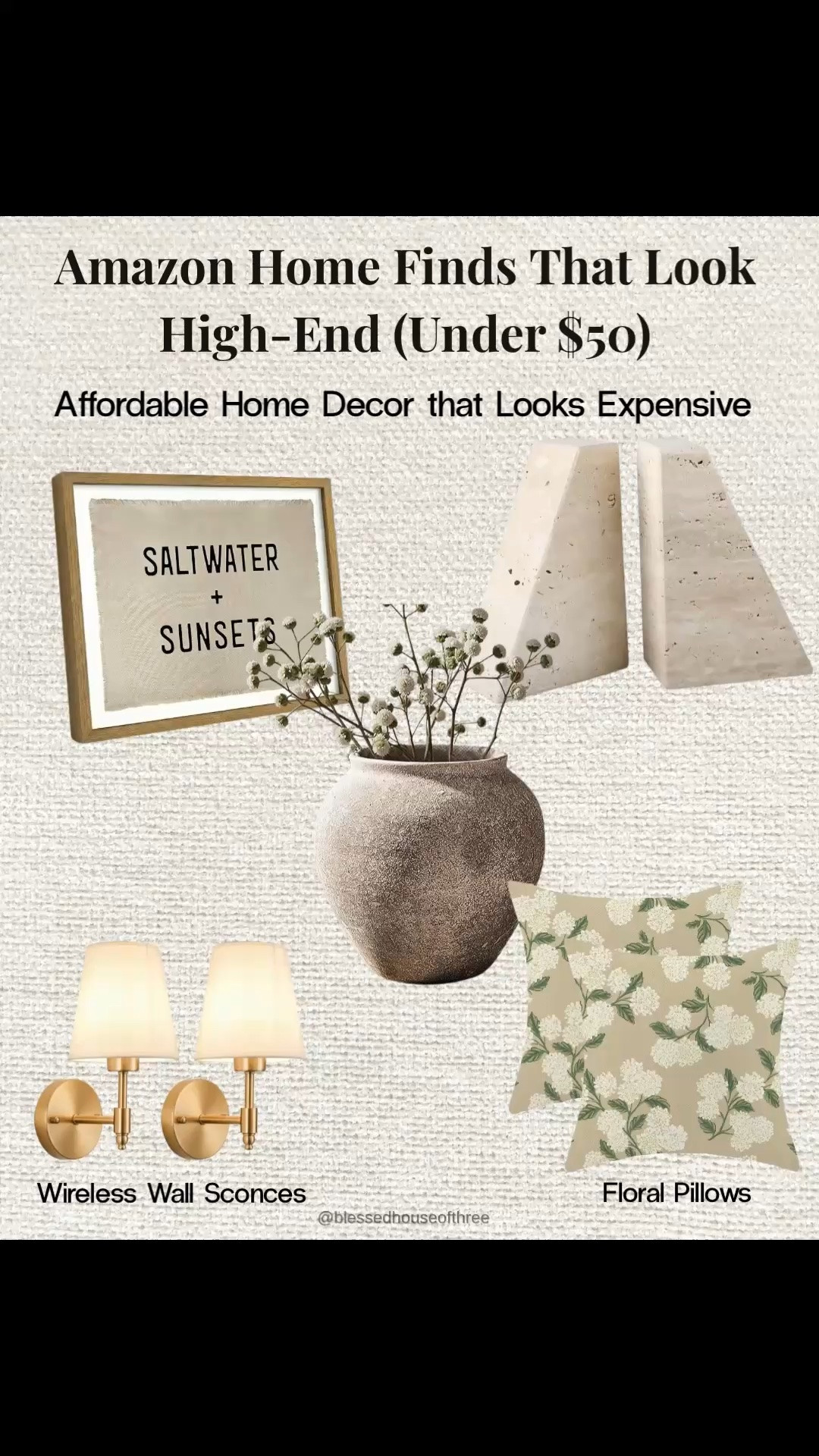 Amazon home finds that look far more expensive than they are 🤍 These are the affordable decor pieces I keep recommending because they instantly elevate a space without a luxury price tag. From wireless wall sconces and organic vases to floral pillows, book stacks, and decorative accents, these Amazon home finds make styling your home easy while staying on budget. Perfect for neutral home decor lovers, organic modern spaces, cozy living rooms, bedroom styling, shelf decor, coffee table styling, and designer-inspired decorating.

Follow me on LTK for daily fashion, home decor & Amazon finds.

#LTKHome #LTKSaleAlert #LTKSeasonal