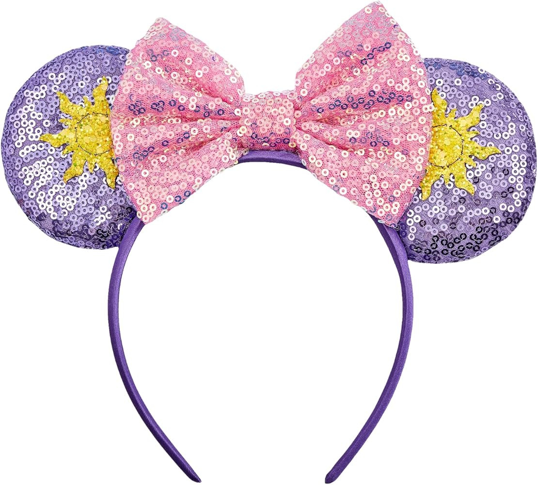 Mouse Ear Headbands for Women Giltter Bow Headband for Girls Birthday Party Decorations | Amazon (US)