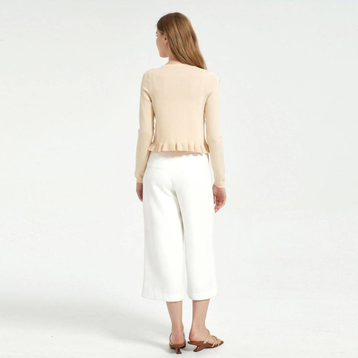 Women's Long Sleeve Crewneck Ruffle Hem Cardigan - A New Day™ | Target