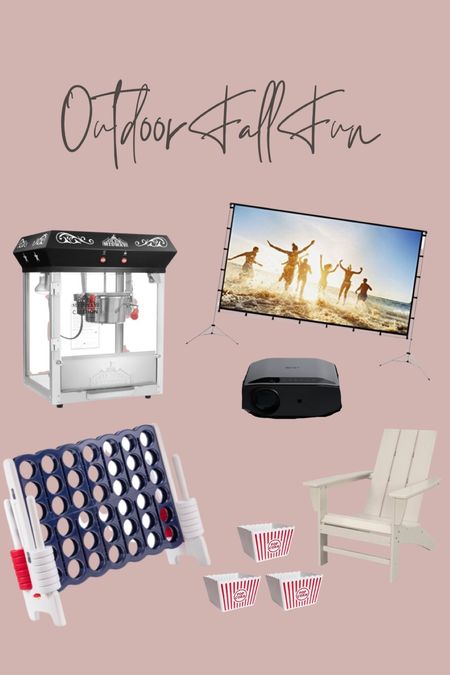 Outdoor fall fun on the farm. All the outdoor activities with popcorn machine , outdoor movie projector , fire pit & connect 4 game we love  

#LTKSeasonal #LTKhome #LTKHalloween